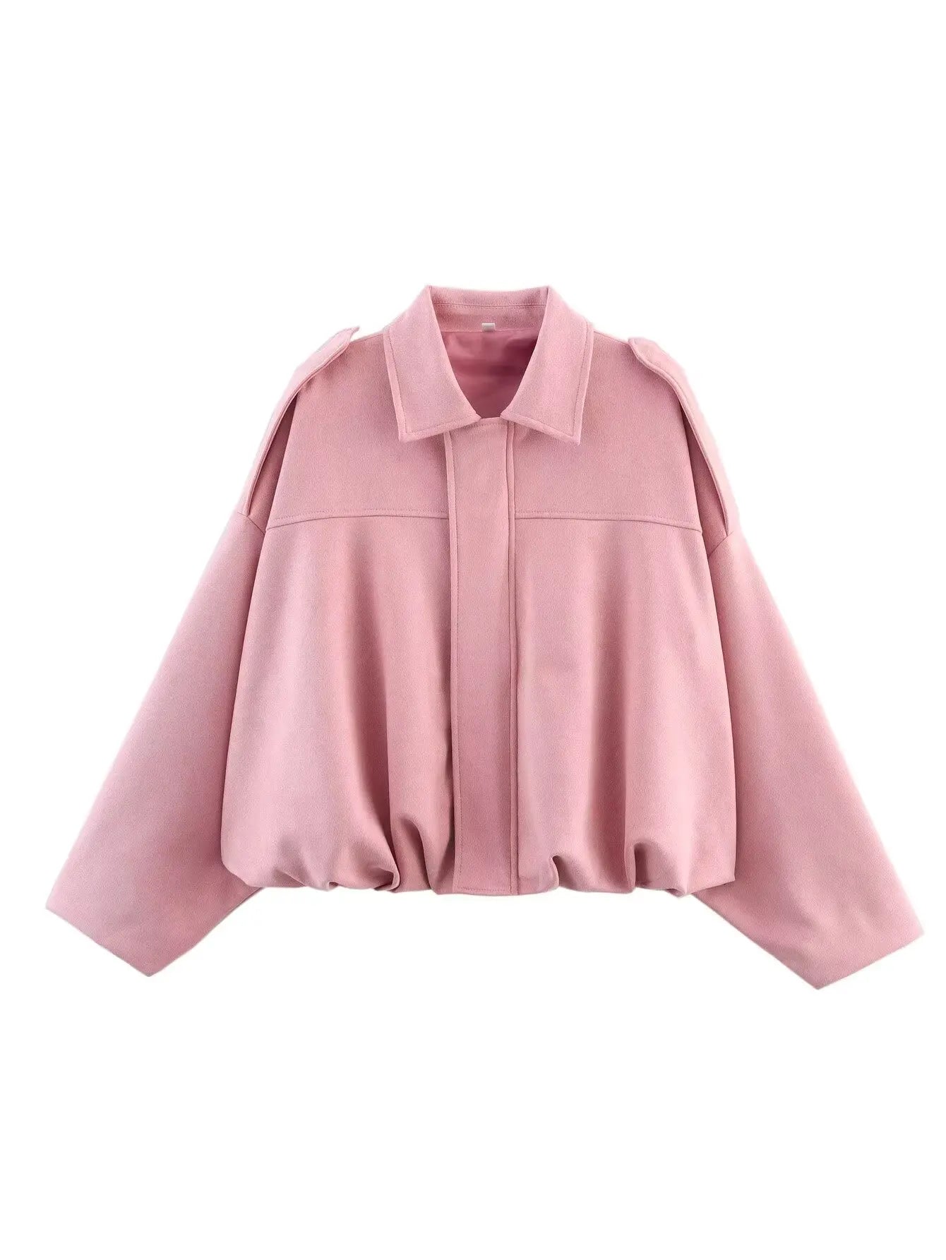Loose Pilot Faux Suede Long Sleeve Blouse