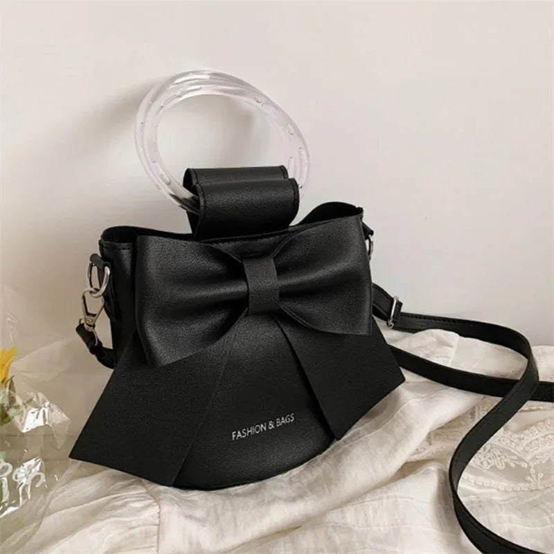 Stylish Bucket Bag with Detachable Strap With Elegant Bow Accent