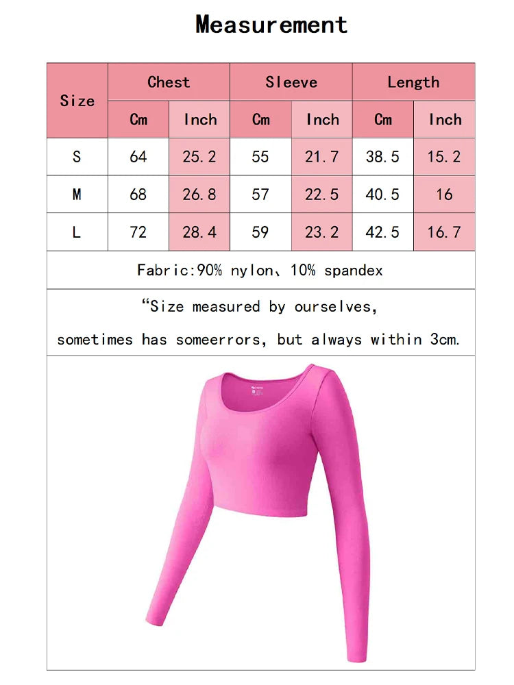 Long Sleeved Round Neck Seamless Tops T-shirt