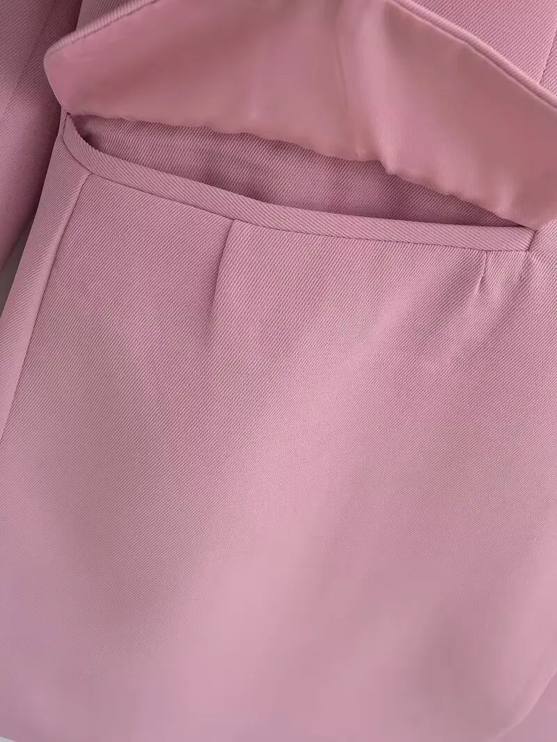 Elegant Blazer Pants Set Loose Lapel Single-breasted Jacket Coat Wide Leg Trousers Matching Suits