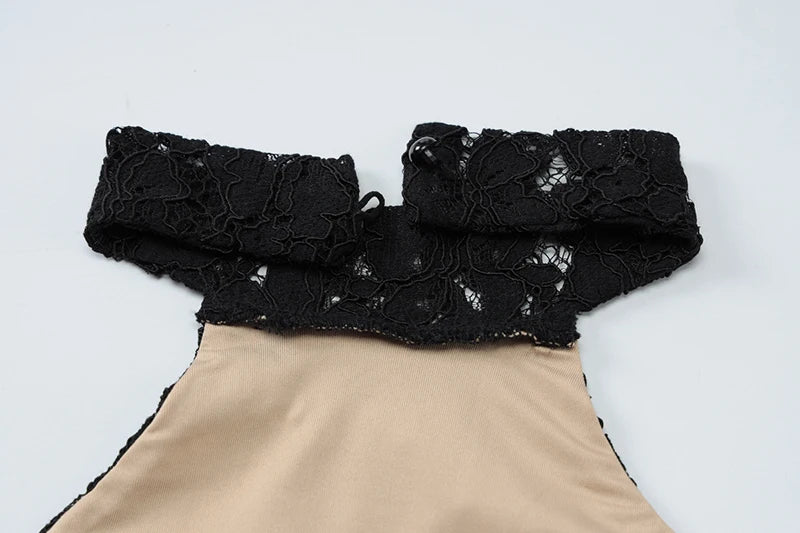Off-shoulder Strapless Sleeveless Bodycon Lace Halter Backless Dress
