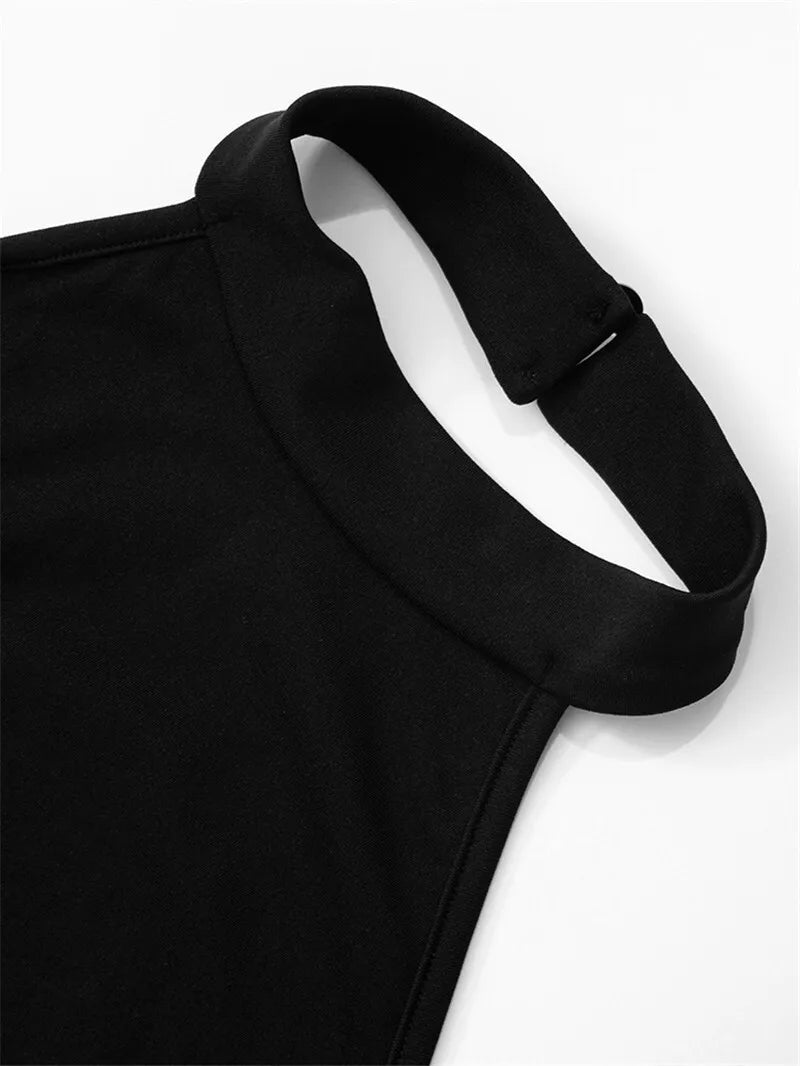 Patchwork Halter Backless Sleeveless Pleated Midi Dress