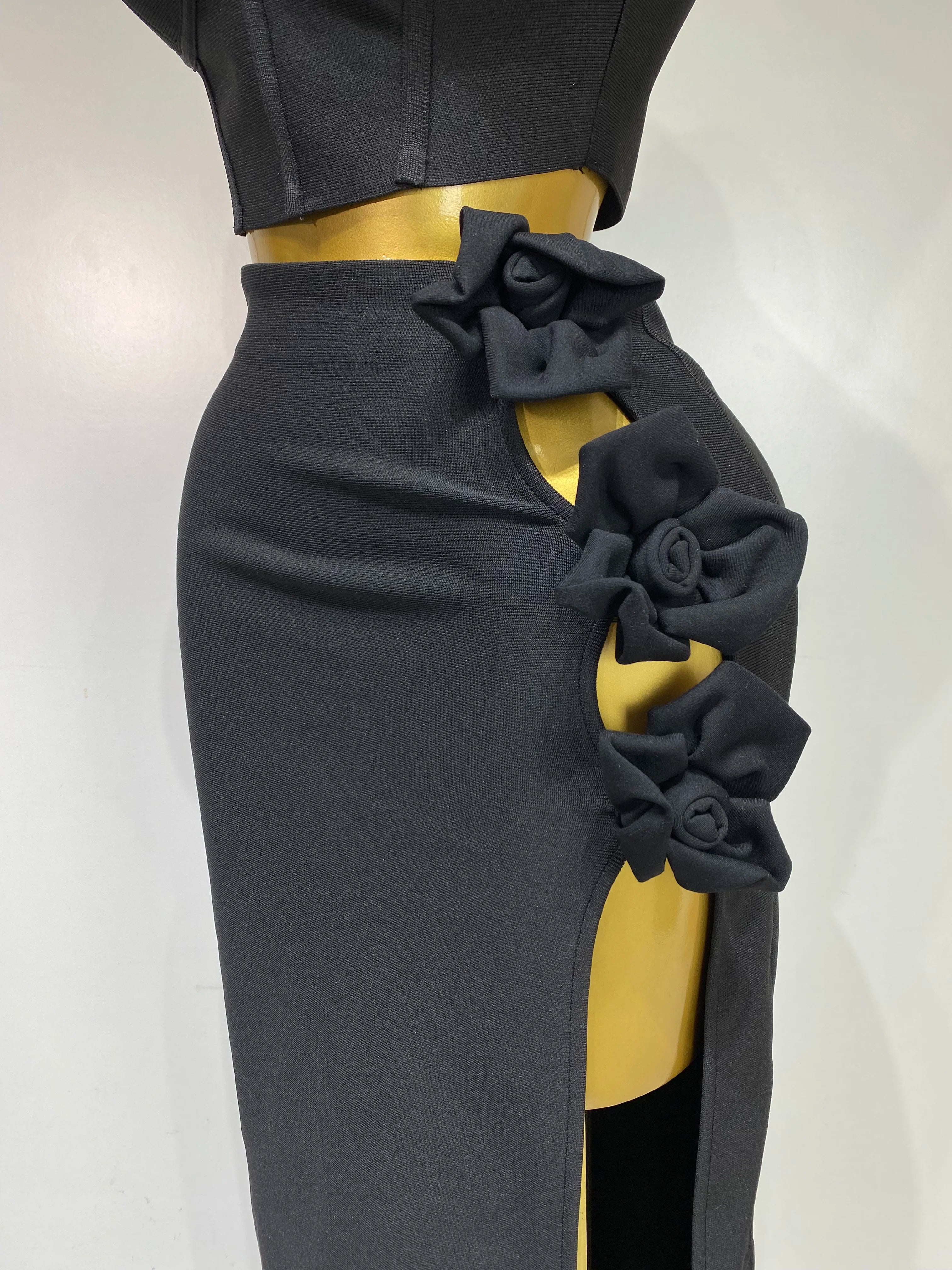 Elegant Tight Bodycon Bandage Long Two Piece Skirt And Top