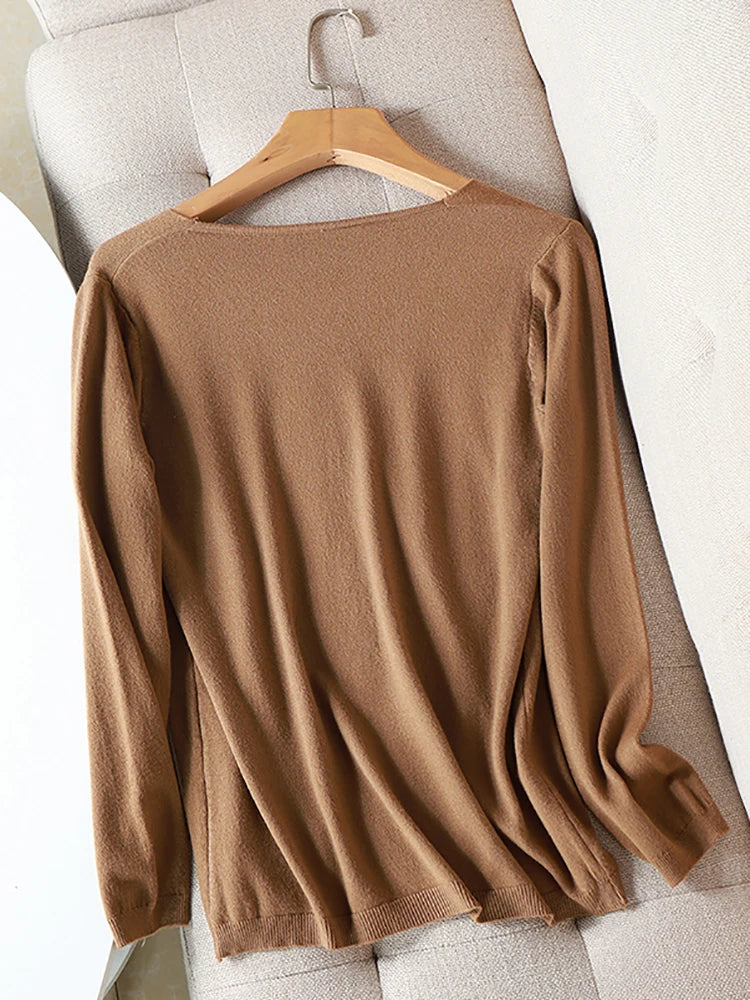 Pullover Knitted v-neck oversize long sleeve sweater top Jumper