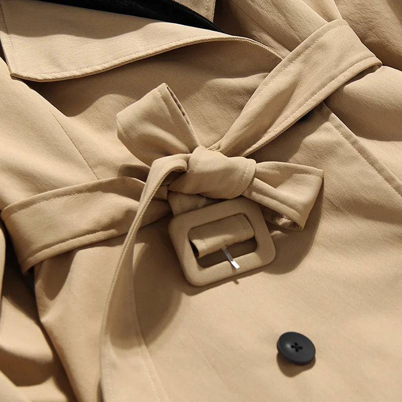 Autumn And Winter Temperament Leather Contrast Color Windbreaker Coat