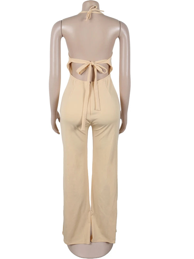 Beaded Fringed Palazzo Jumpsuits