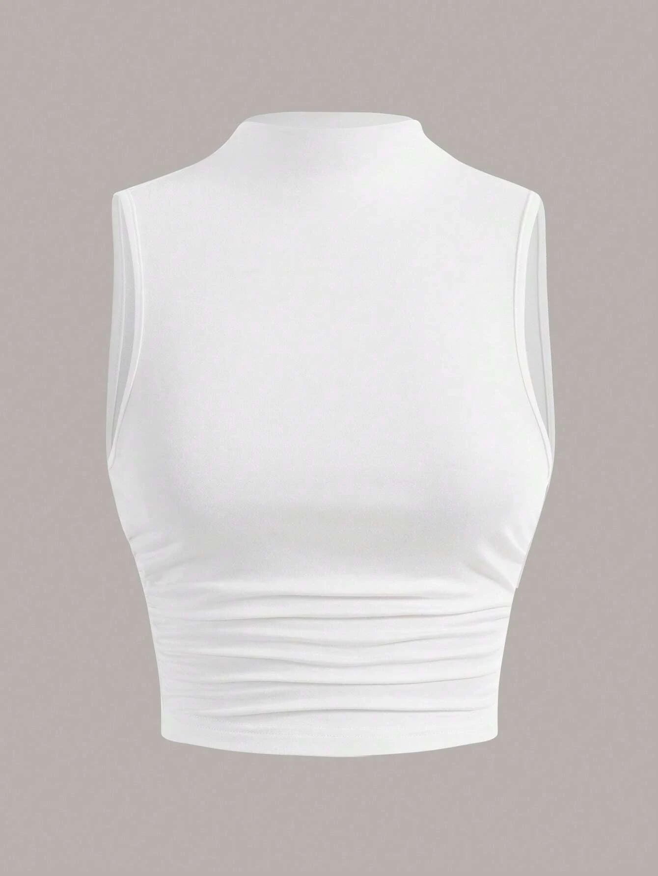 Casual Mock Neck Sleeveless Tank Top