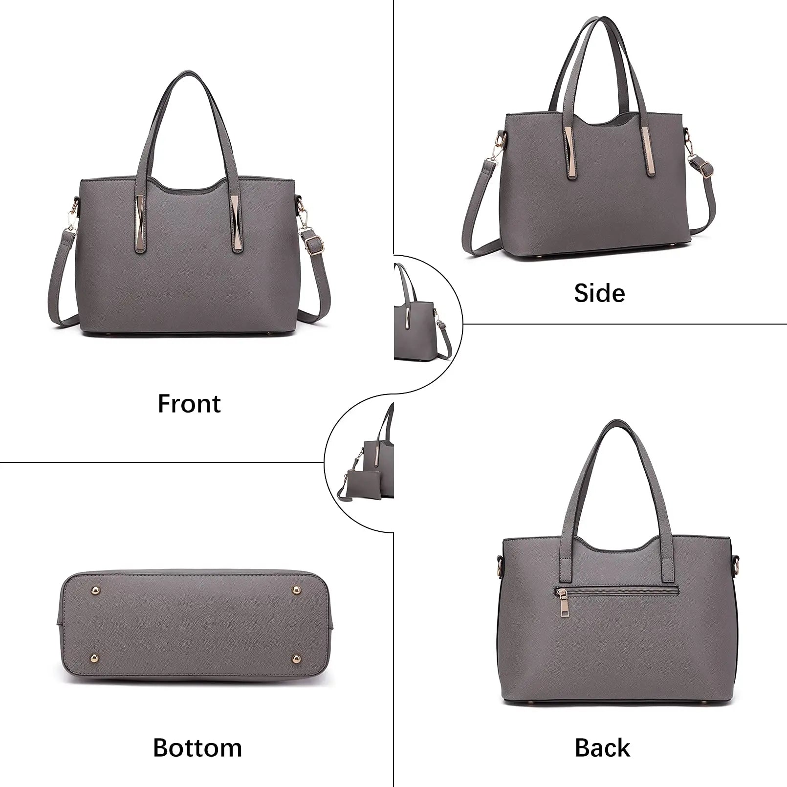 2-Piece Leather Tote Set - Top Handle & Shoulder Handbag