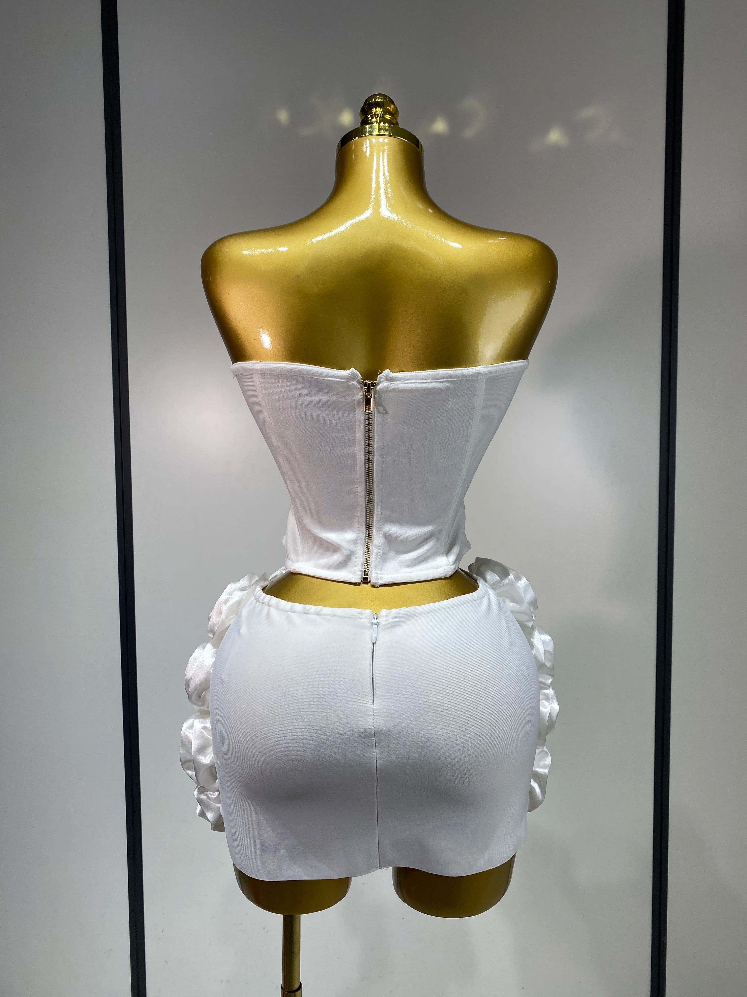Strapless Bandage Top And Skirt Two Piece Set