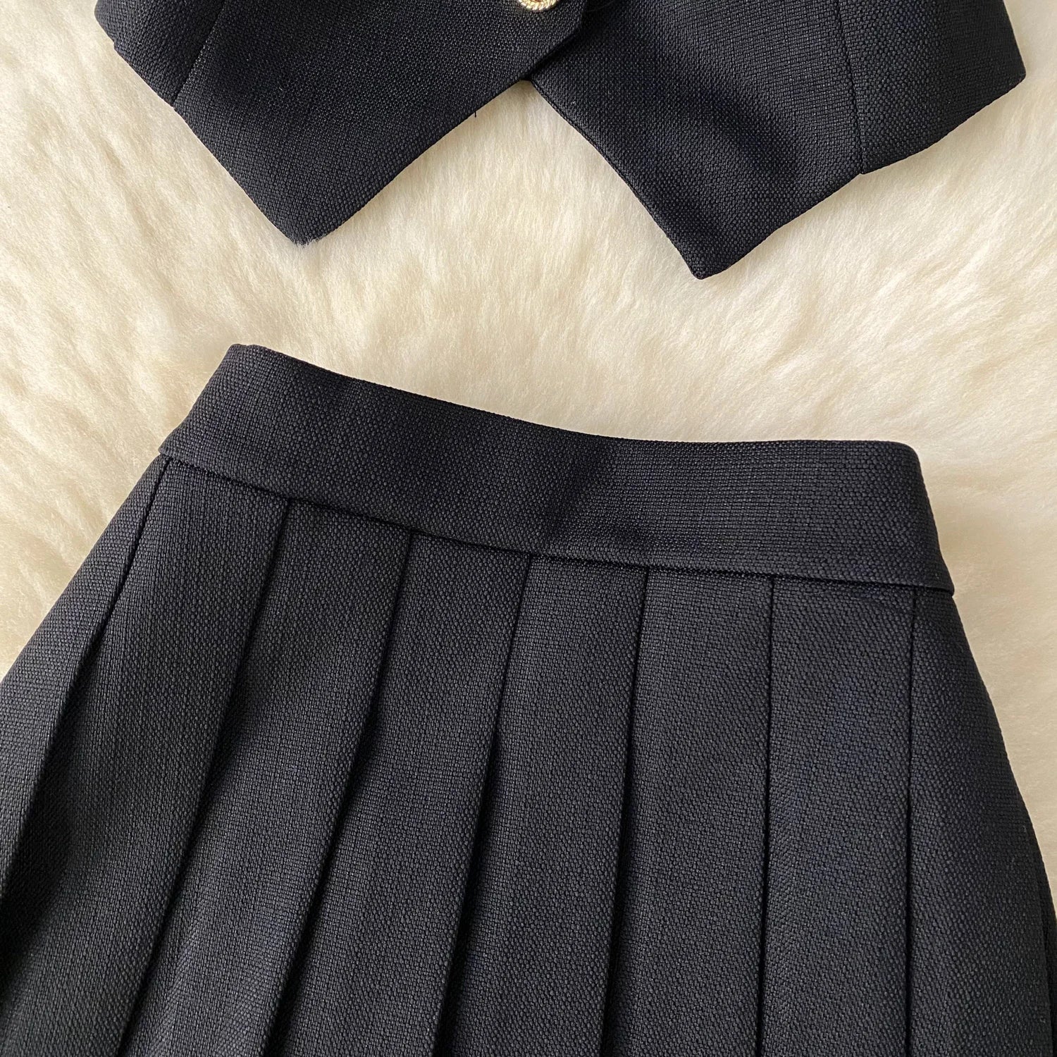 French Camisole+ Pleated Skirt Two Piece Set