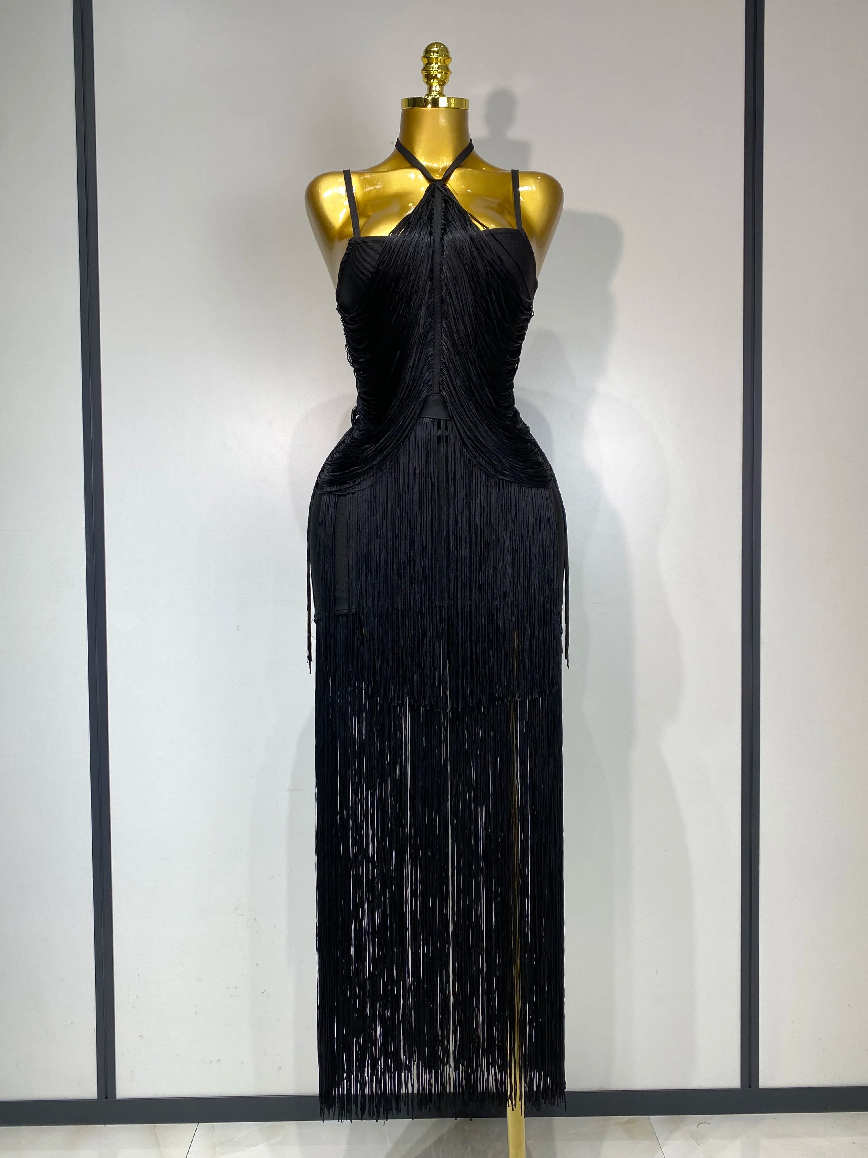 Backless Tassel Bodycon Bandage Dress