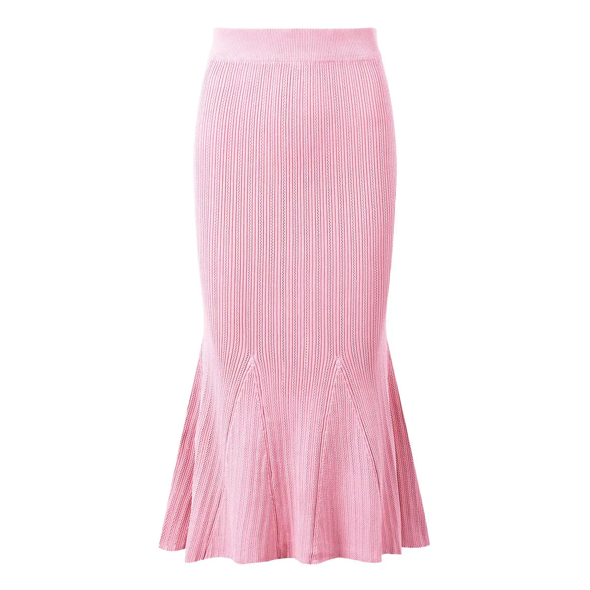 Knitted Two Piece Set Short Sleeve Knitting Cardigan Fishtail Long Skirt Suit