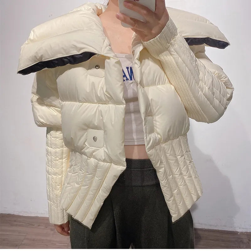 Lapel Down Parka Coat Office Lady Jacket