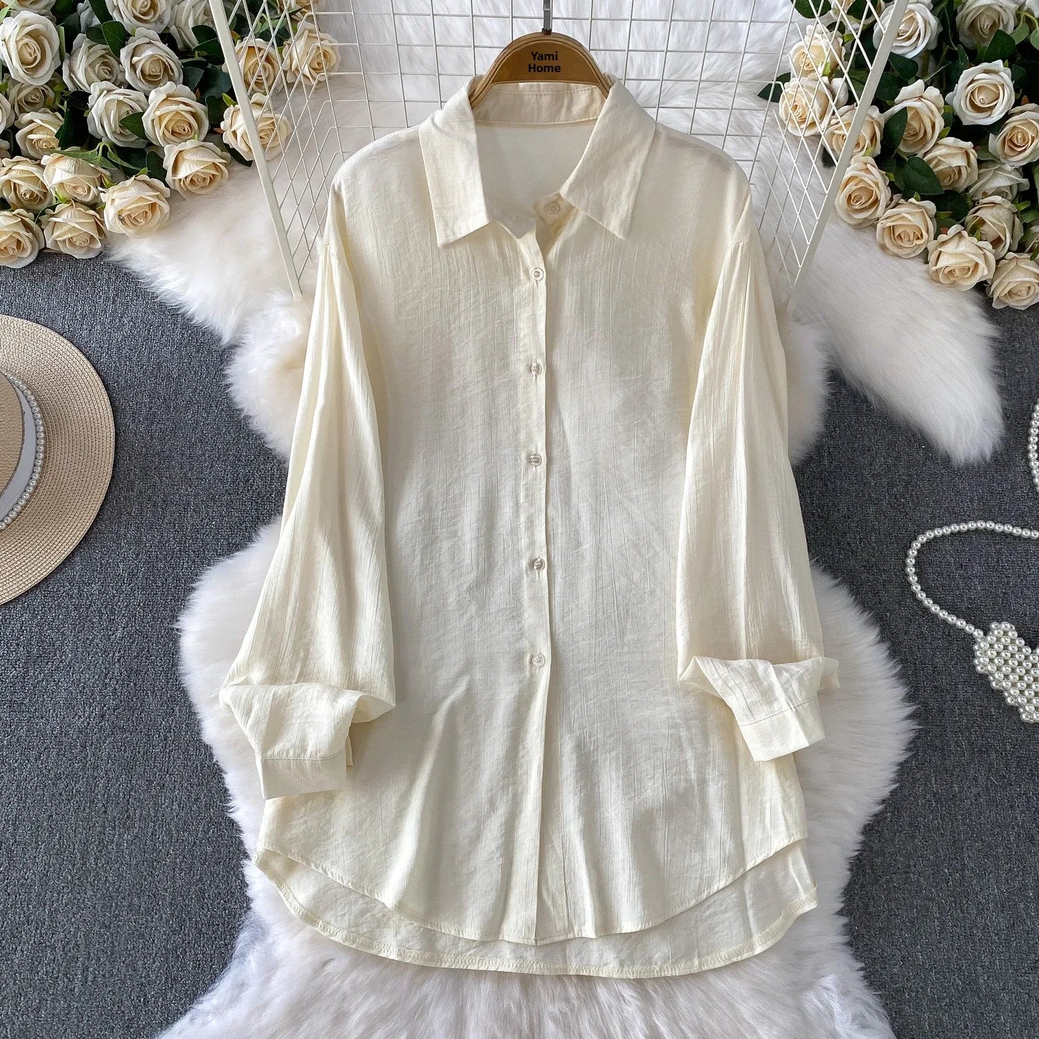 Casual shirt And Wide Leg Pants Two Piece Set