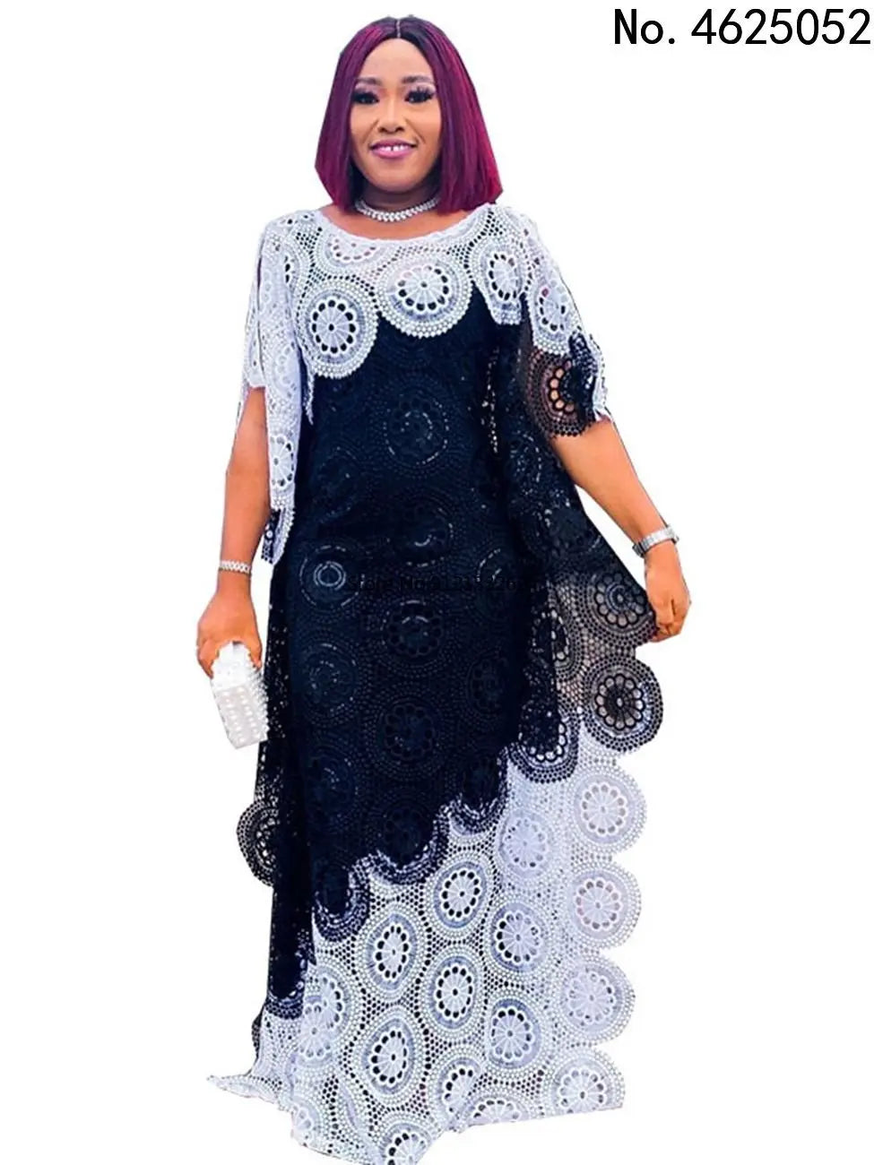 Elegant Lace Abayas Dashiki Robe Long Maxi Dress