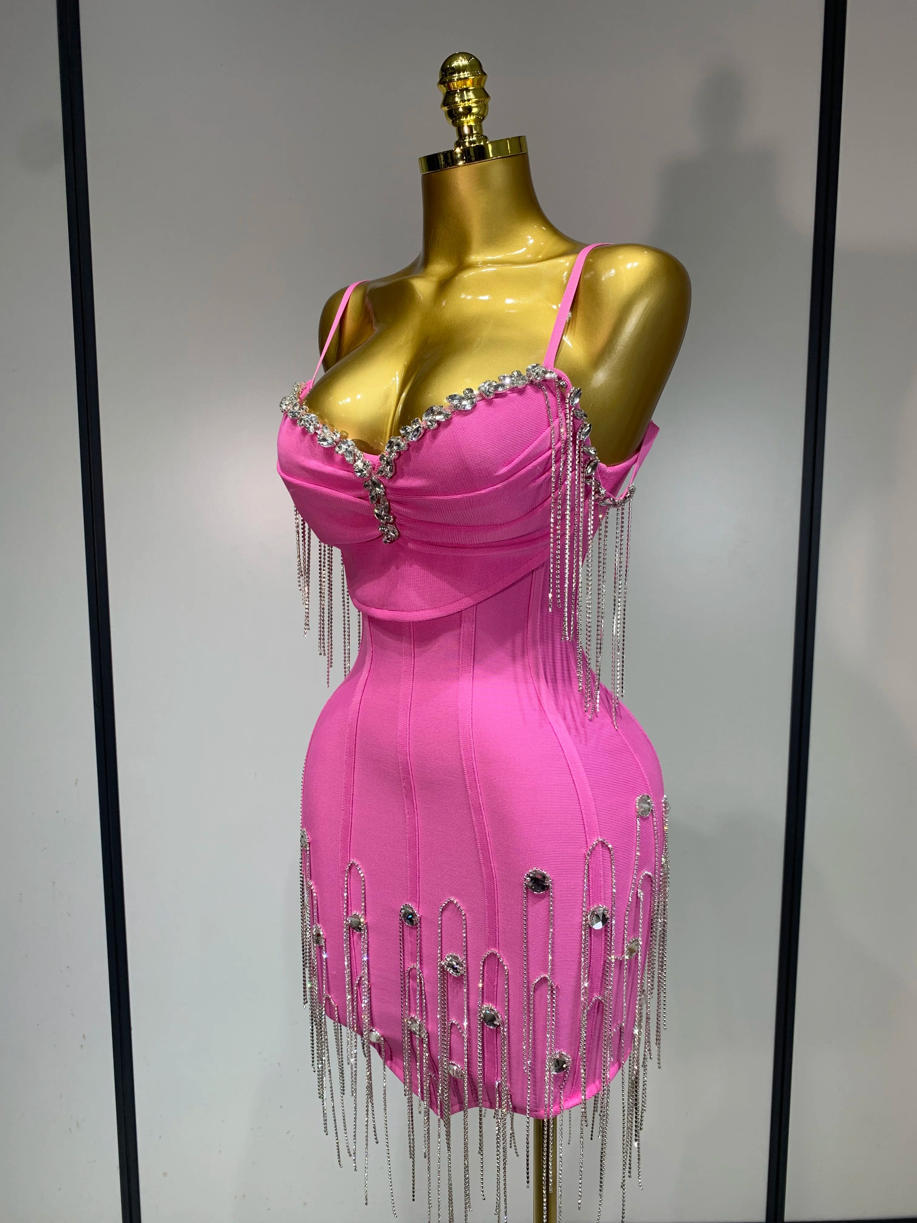 Backless Spaghetti Strap Bodycon Sleeveless Bandage Dress