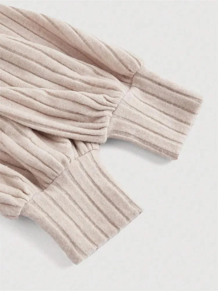 Casual Lantern Long Sleeve Square Neck Crop Top