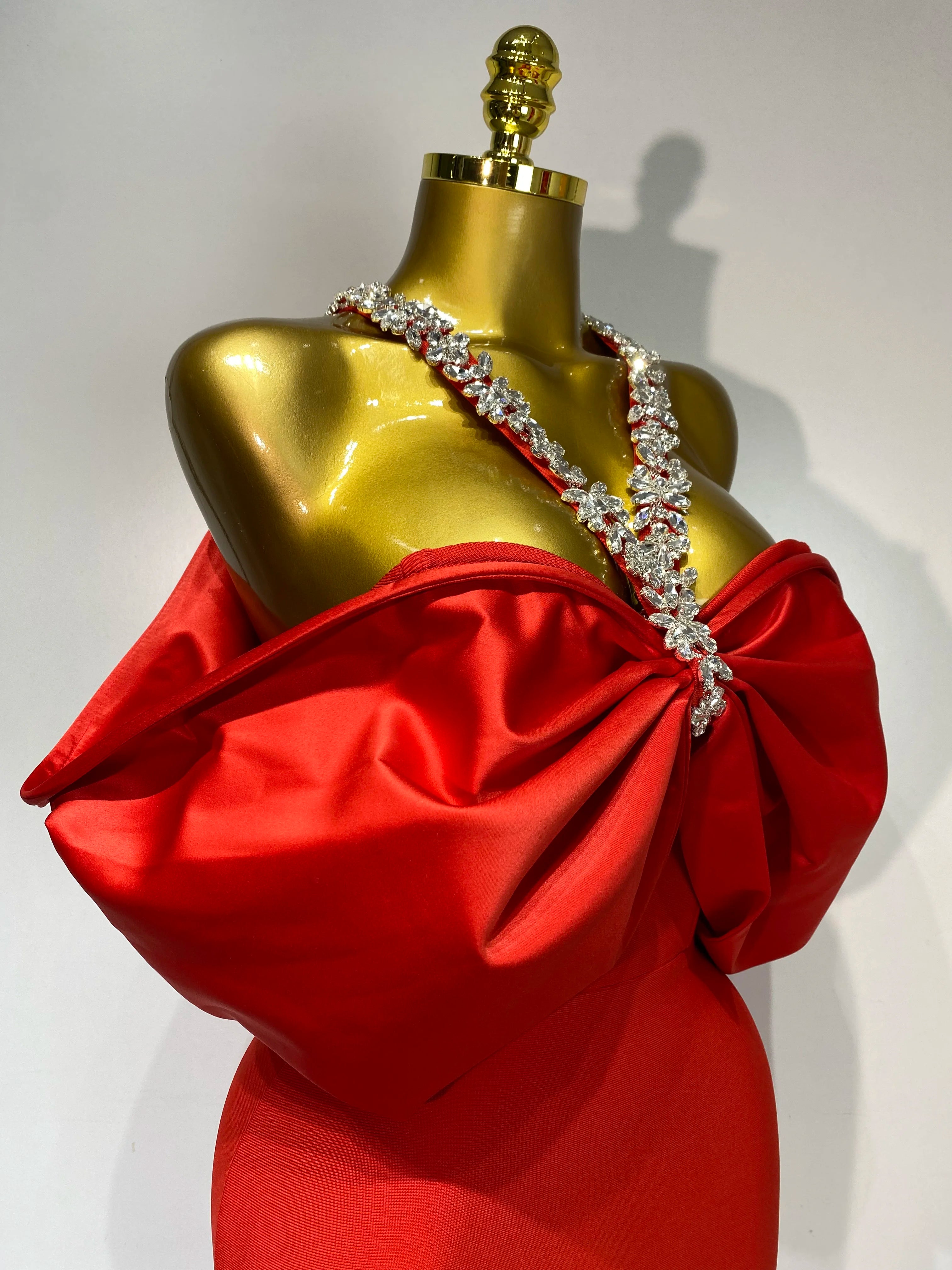 Luxury Halter Off the Shoulder Crystal Bodycon Long Bandage Dress