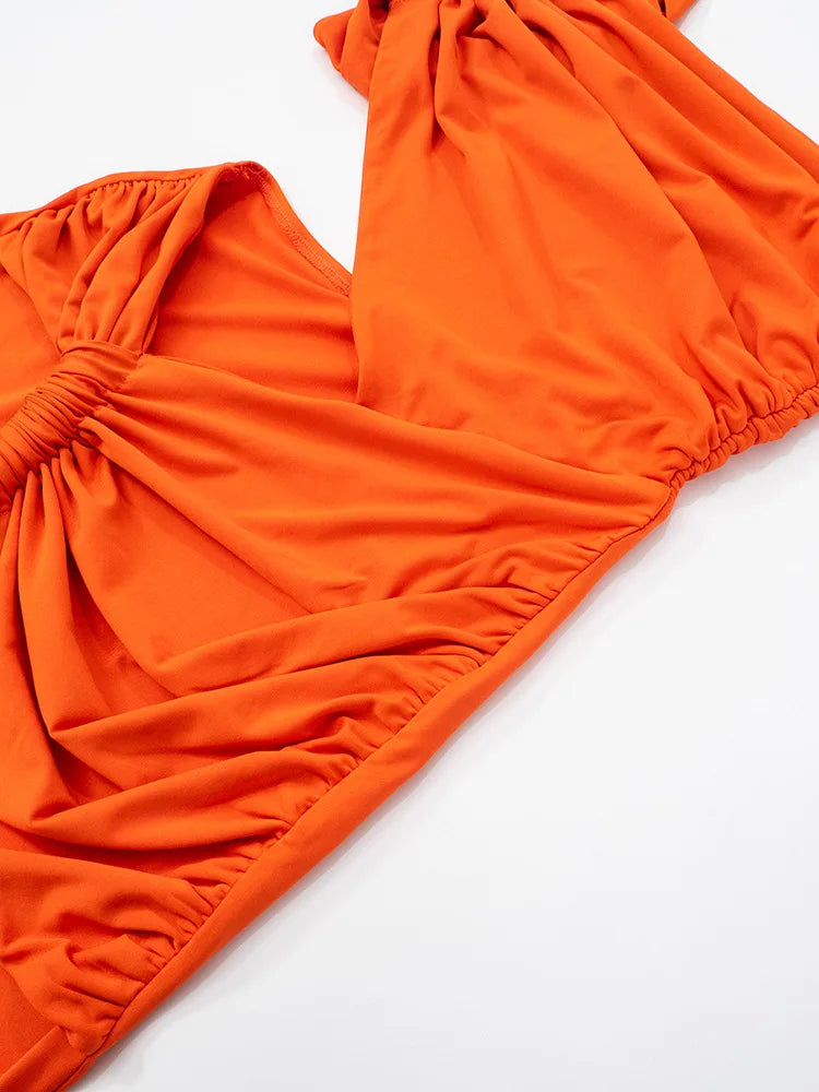 Backless One Shoulder Irregular Pleated Dress