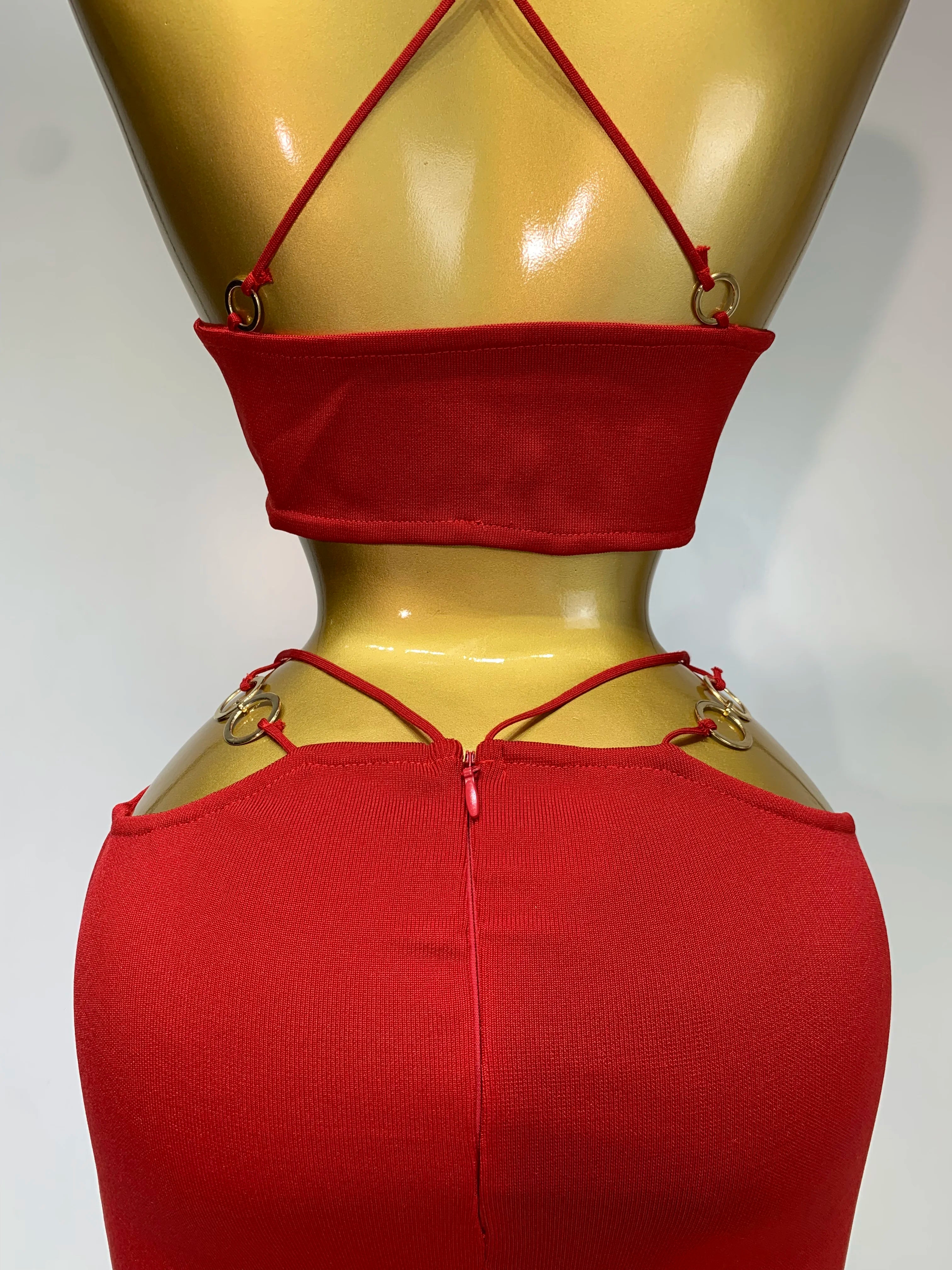 Sleeveless Halter Hollow Out Bodycon Long Bandage Dress
