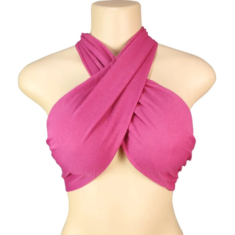 Backless Sleeveless Cross Bandage Halter Crop Tops