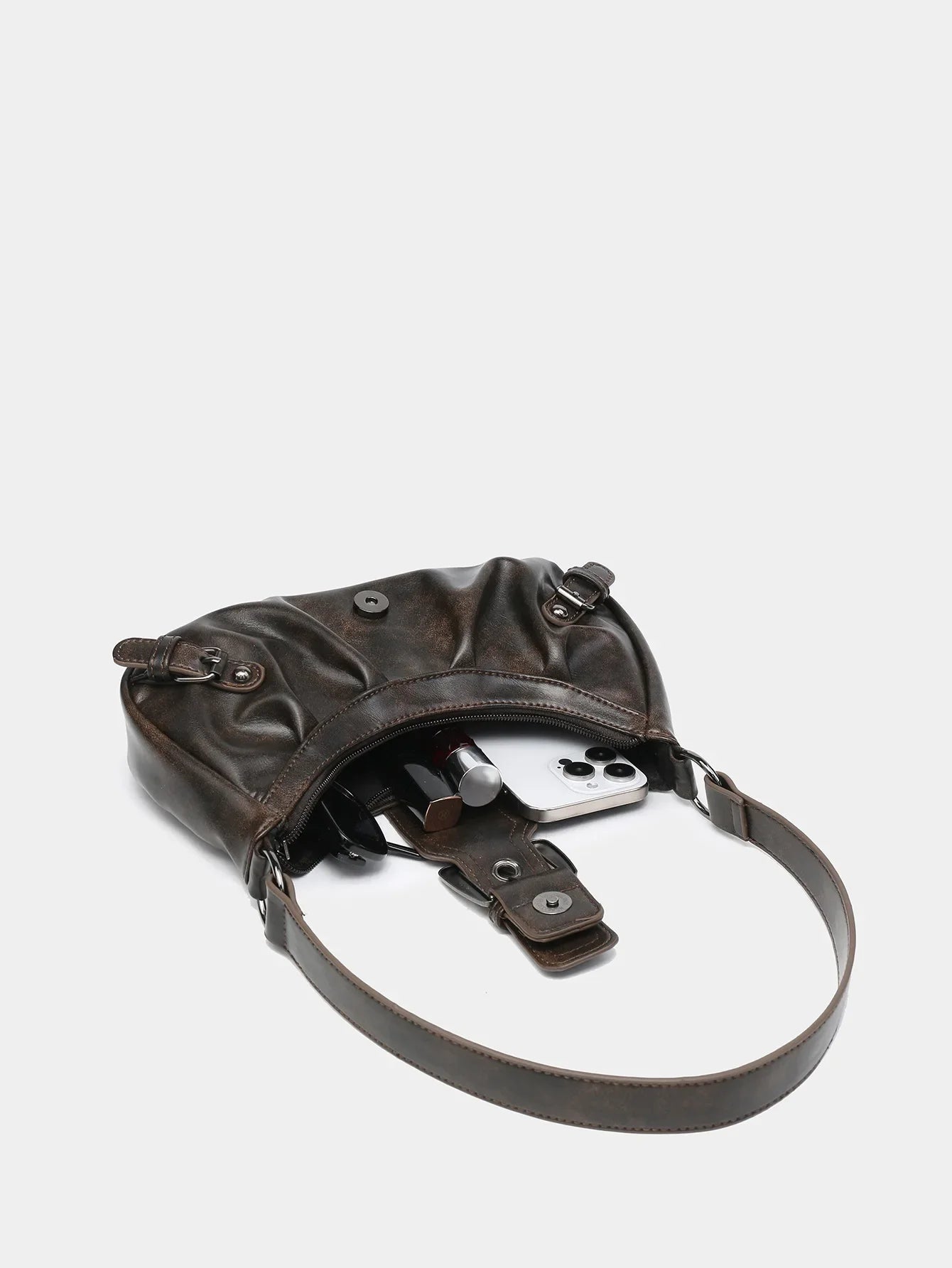 Vintage Leather Y2K Retro Rivet Belt Shoulder Handbag