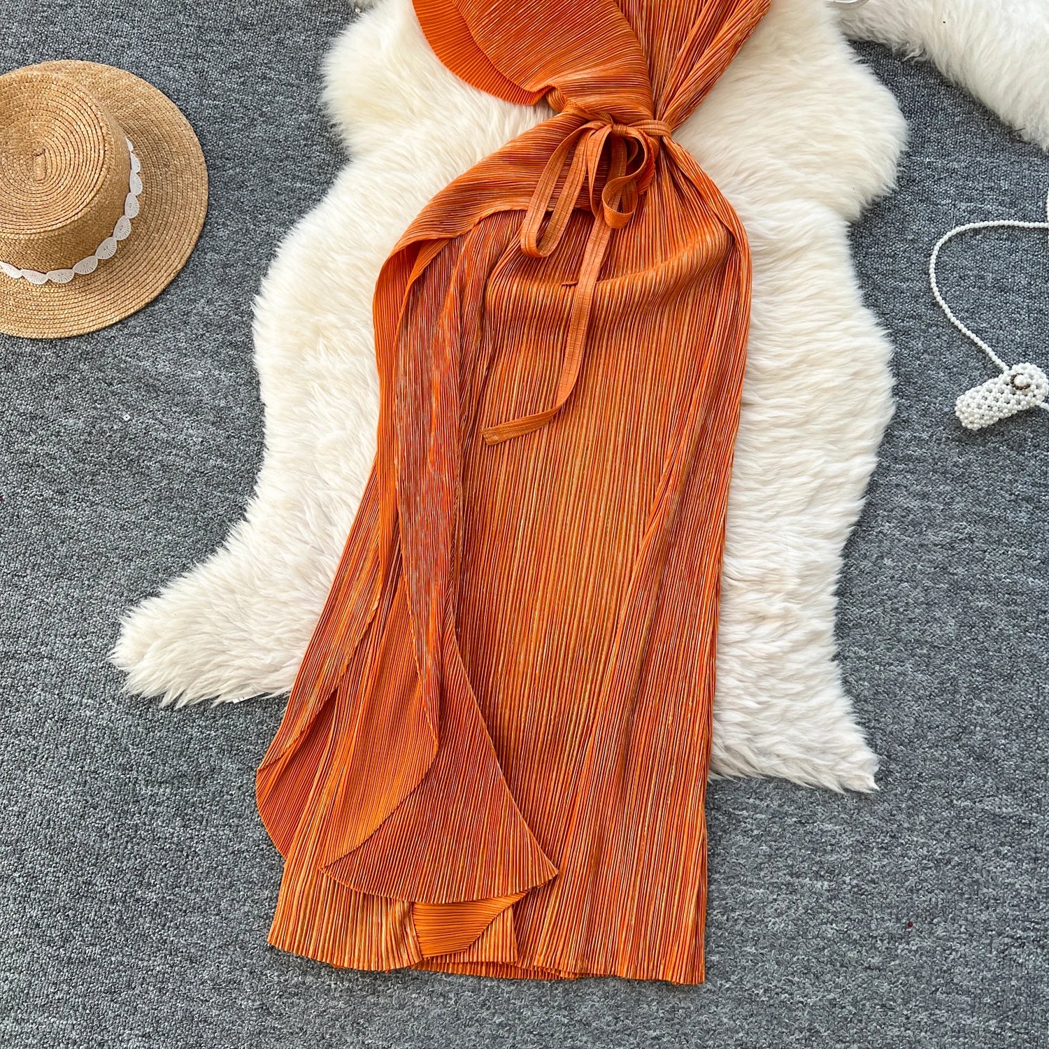 Chic asymmetrical Spliced High Waist A-line Dress