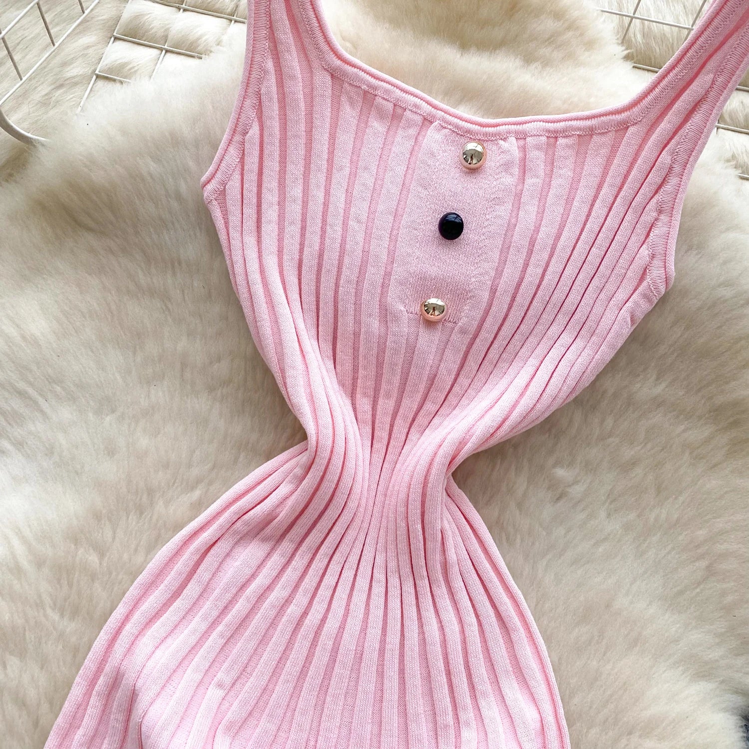 Vintage Sleeveless Elastic French Style Dress