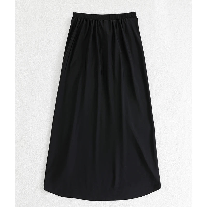 Casual Elastic High Waist Slit Long Beach Skirt