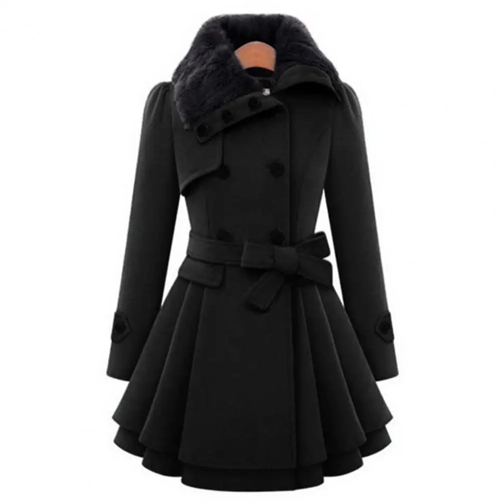 Warm Plush Thick Korean Style Slim Lapel Windbreaker Coat