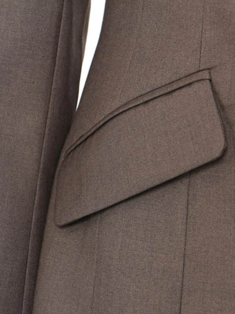 Lapel Long Sleeve Bandage Hollow Out Elegant Blazer