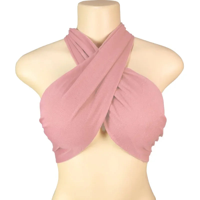 Backless Sleeveless Cross Bandage Halter Crop Tops