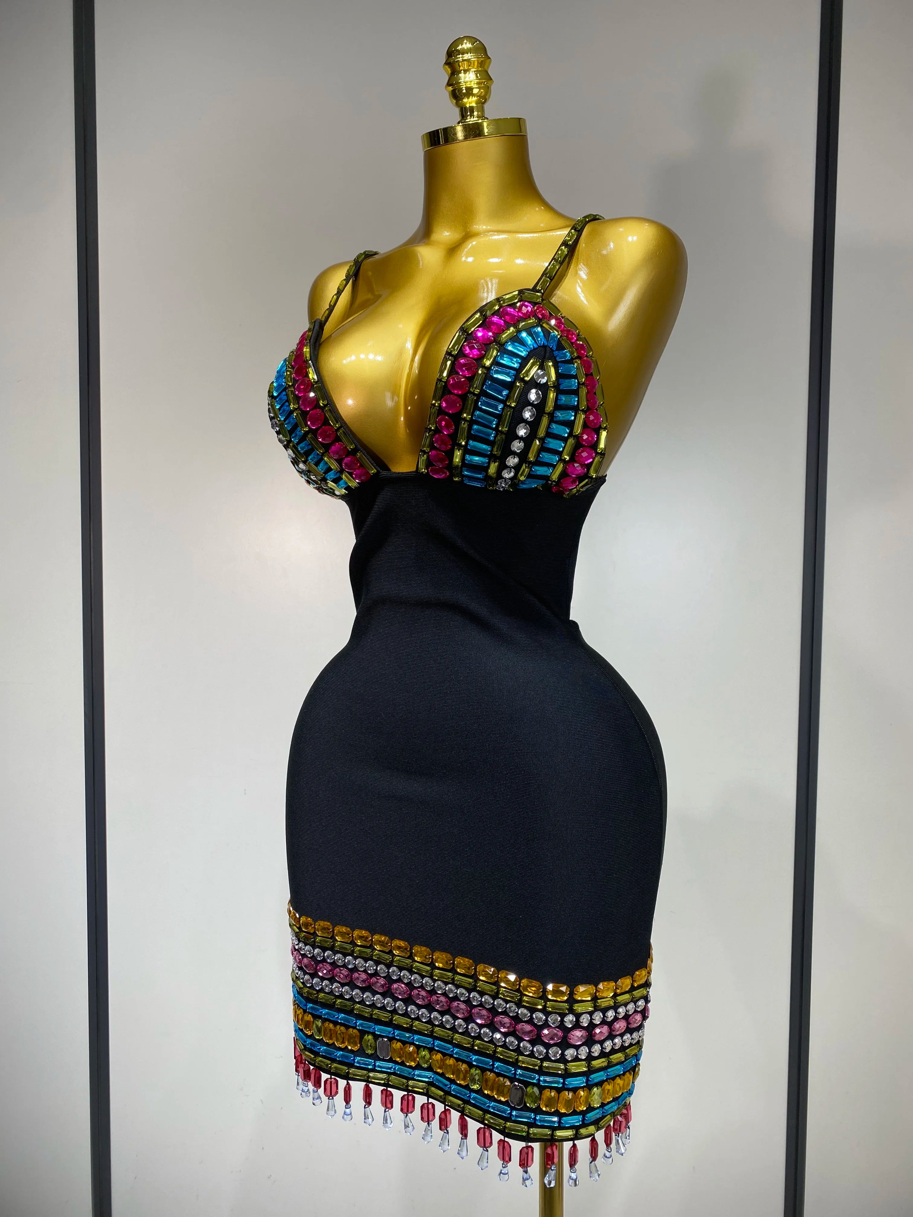 Sparkly Diamonds V Neck Bodycon Bandage Dress