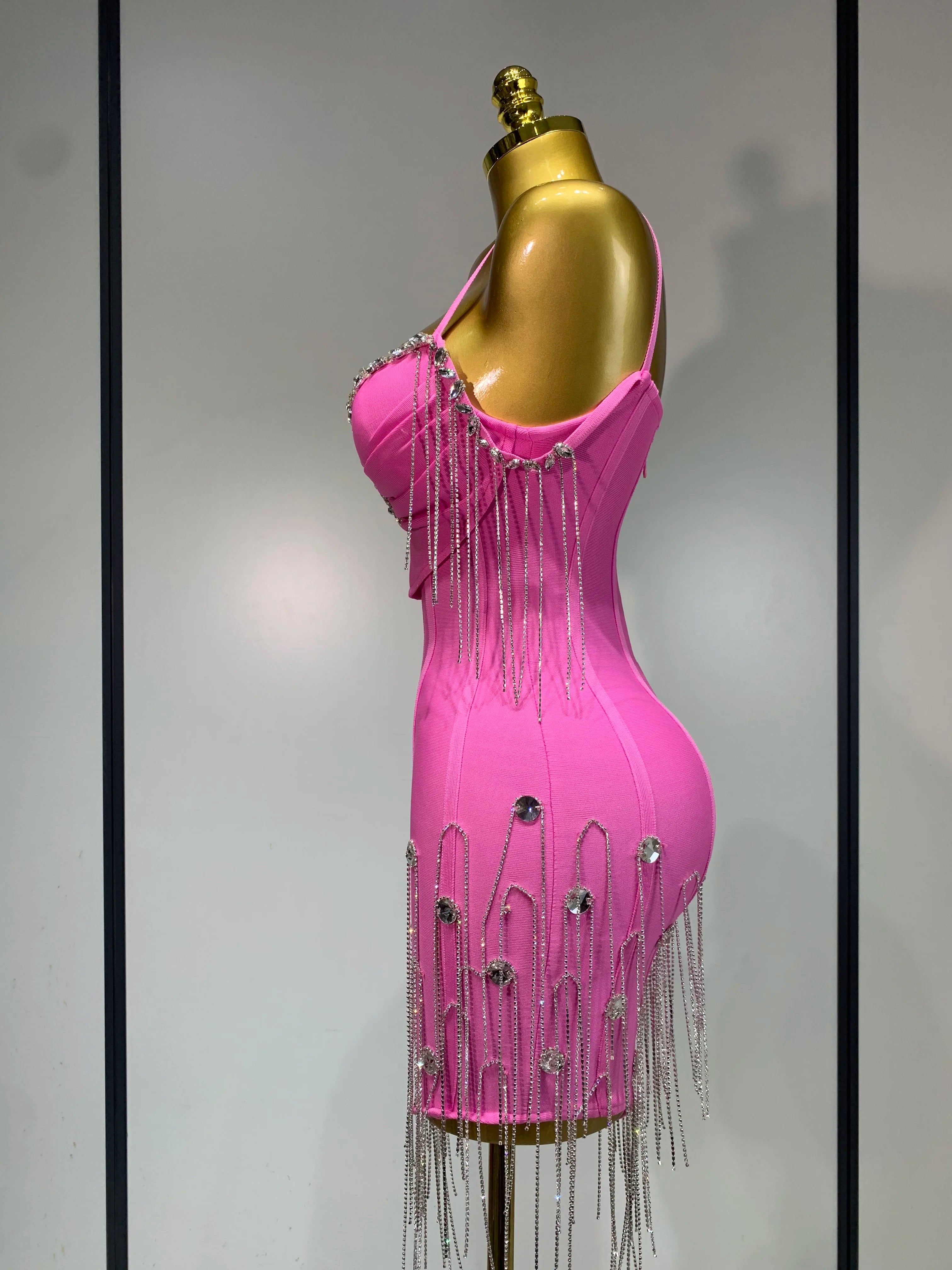 Backless Spaghetti Strap Bodycon Sleeveless Bandage Dress