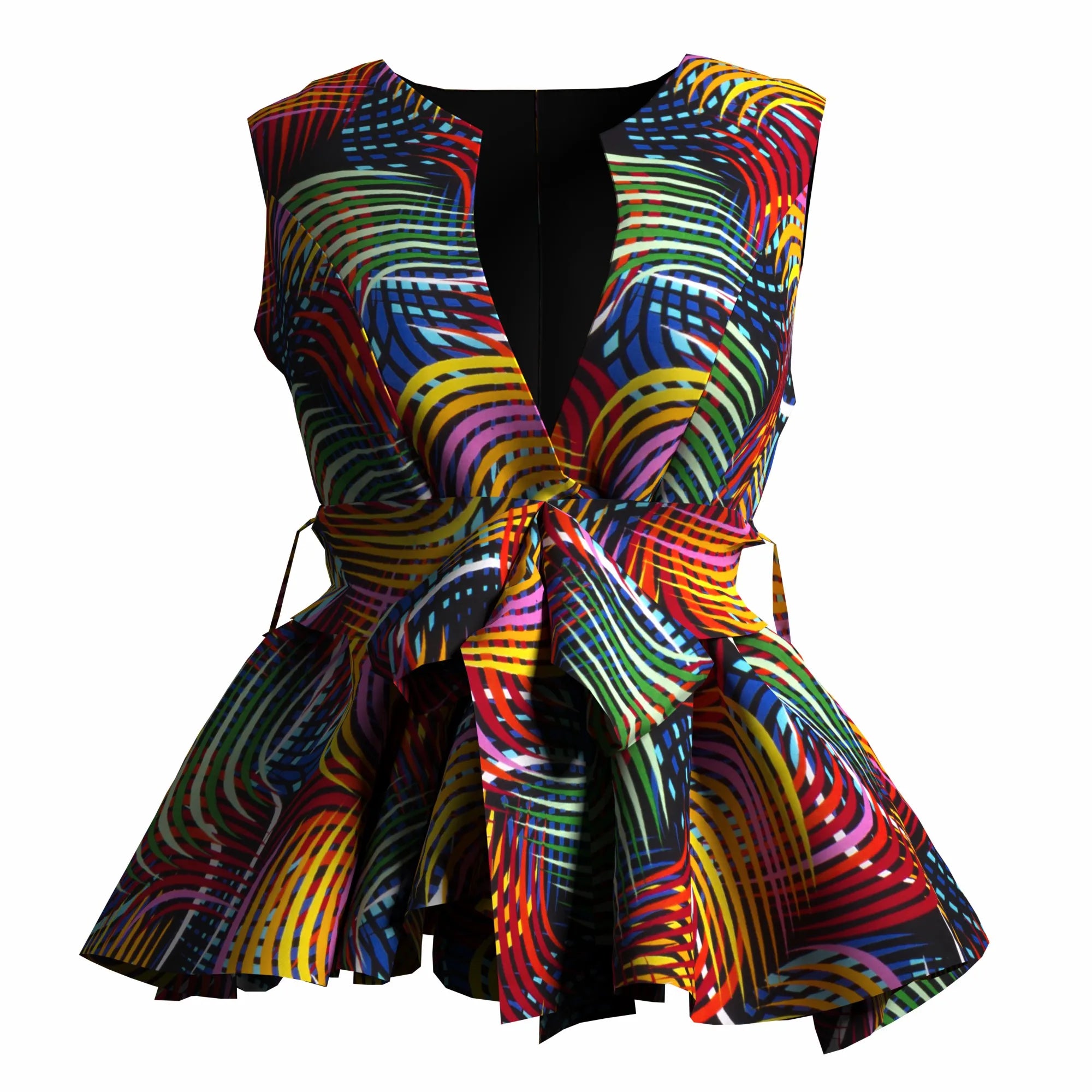 African Print Dashiki Ankara Wax Printing Jacket with Belt