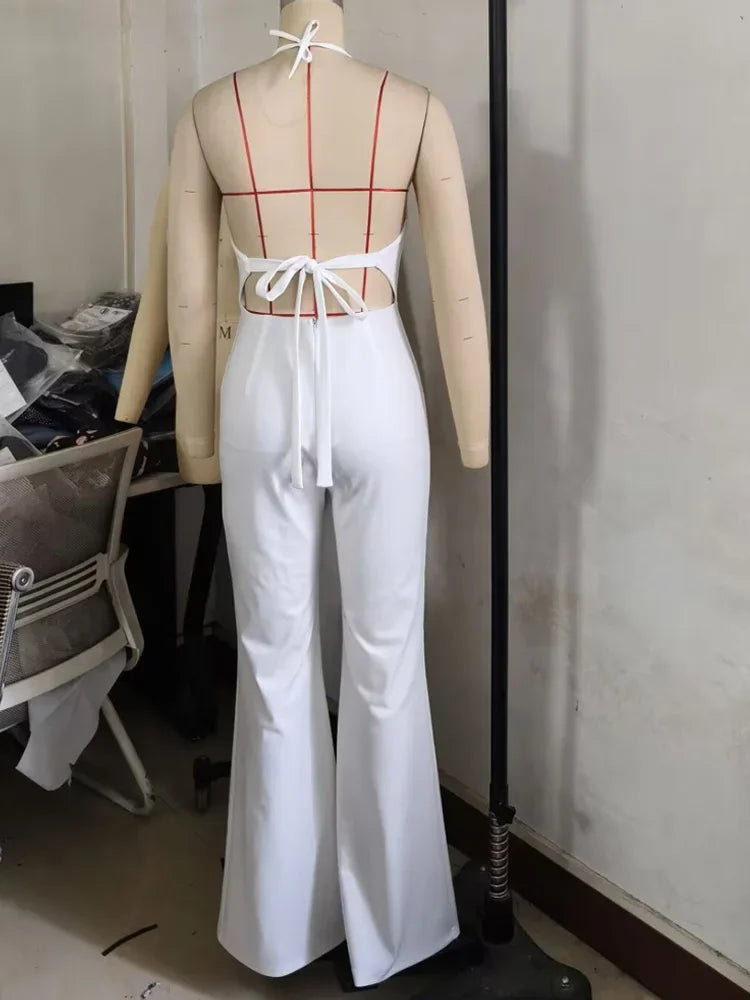 Beaded Fringed Palazzo Jumpsuits