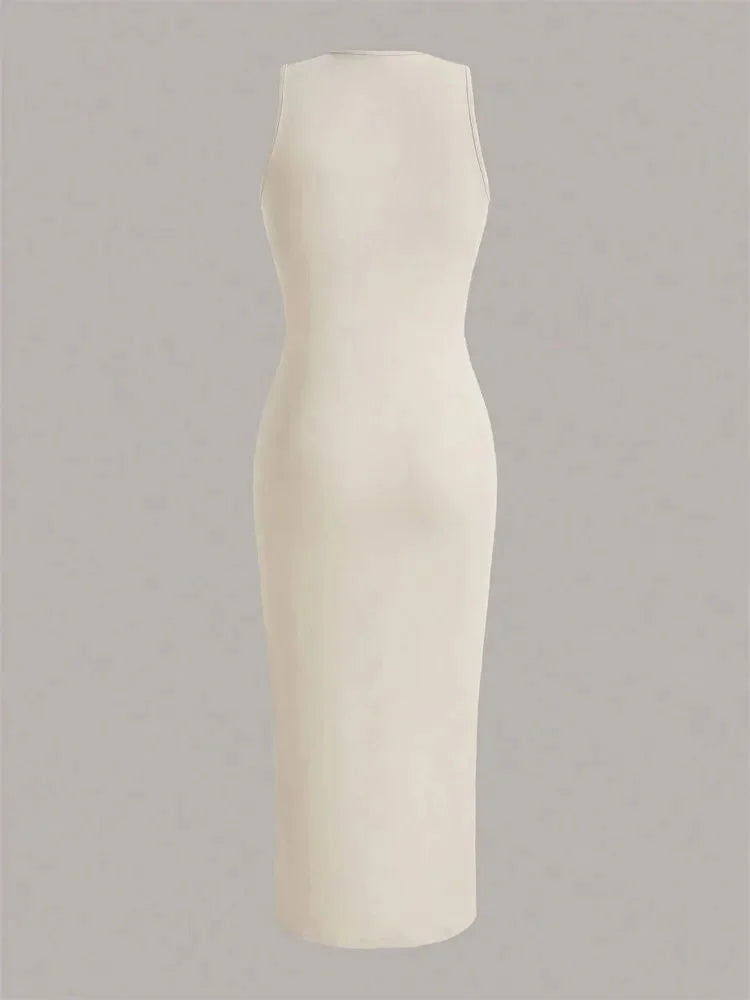 Solid Basic Round Neck Sleeveless Bodycon Dress