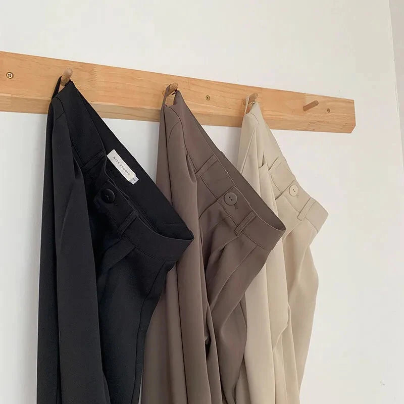 High Waist Trousers Casual Button Loose Pants