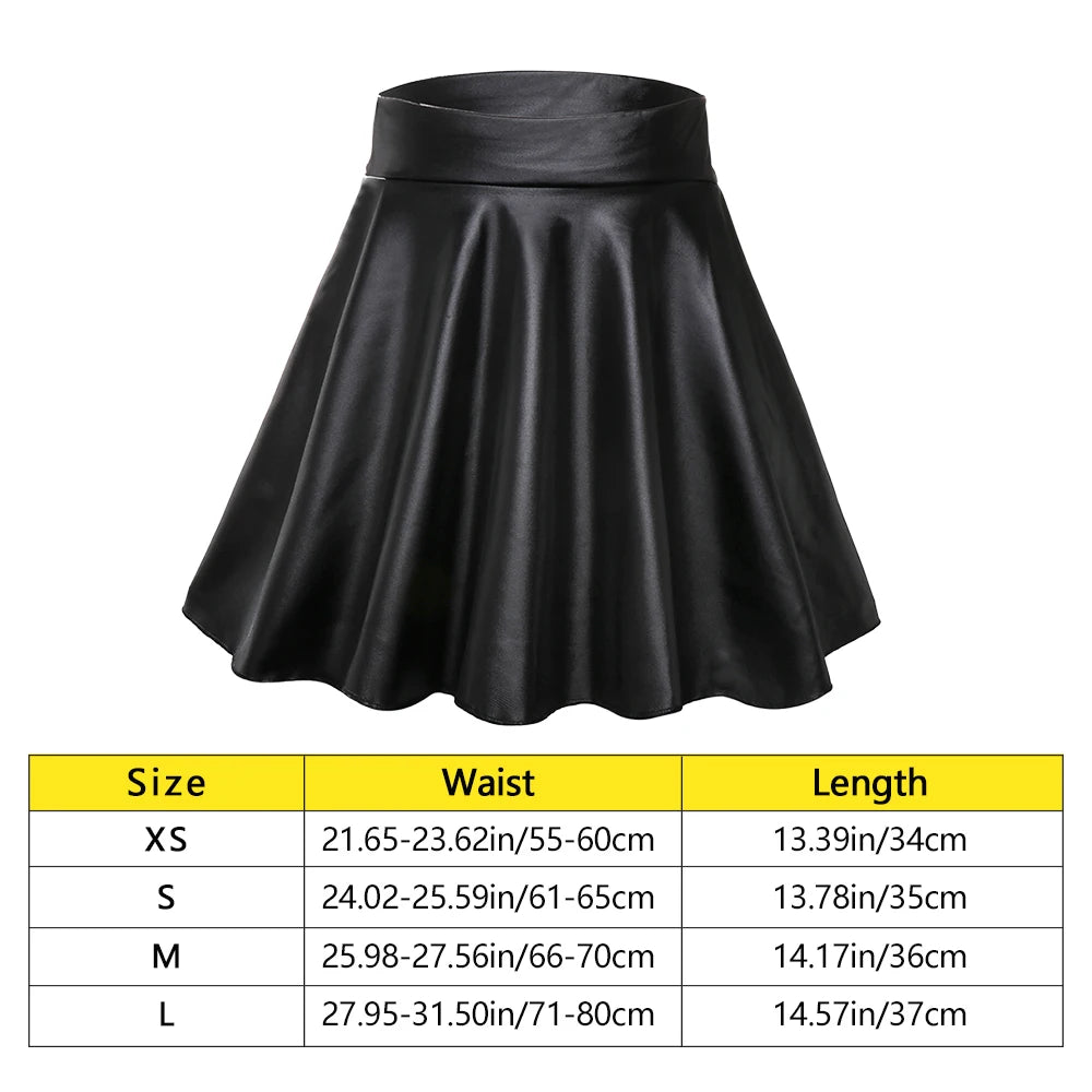 High Waist Elastic Mini Short Skirt Faux Leather Skirts