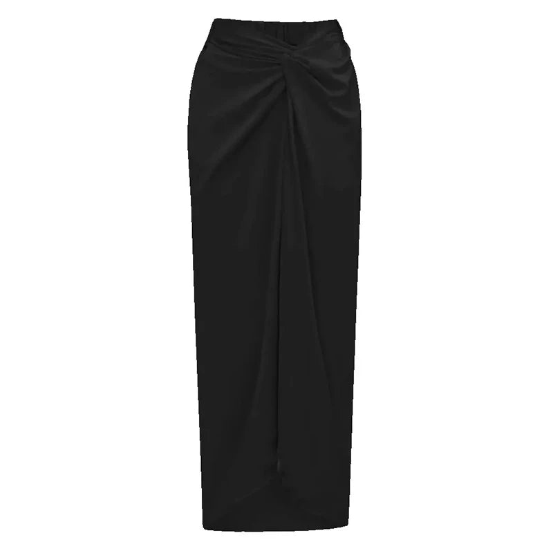 Casual Elastic High Waist Slit Long Beach Skirt