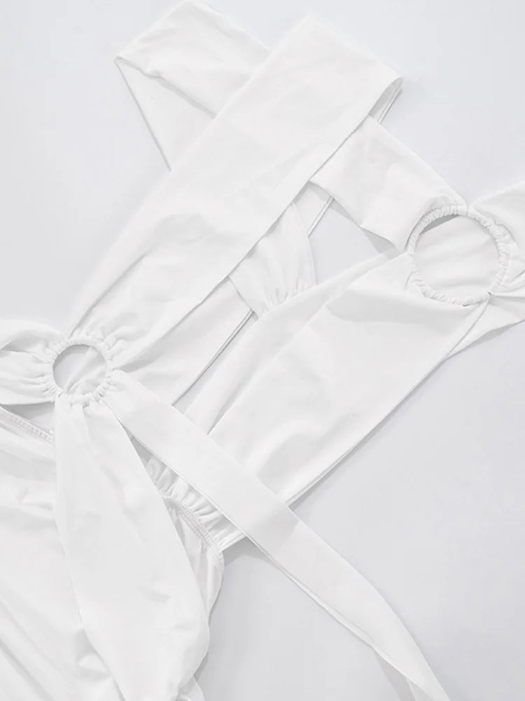 Cut Out O-Rings Metal Hollow Out Long Straps Slim Dress