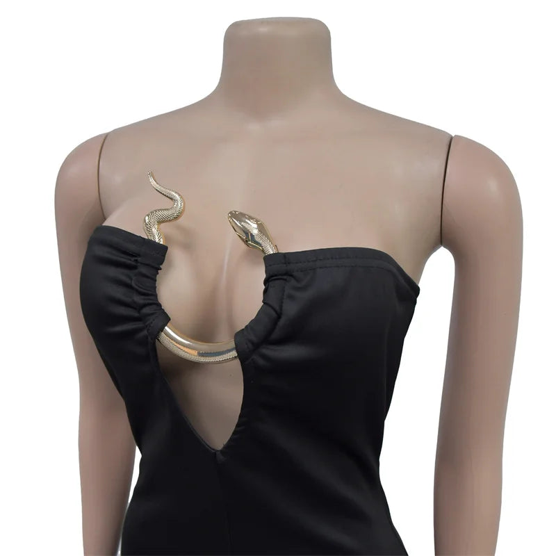 Strapless Sleeveless Loose Wide Leg Backless Cut Out Jumpsuits