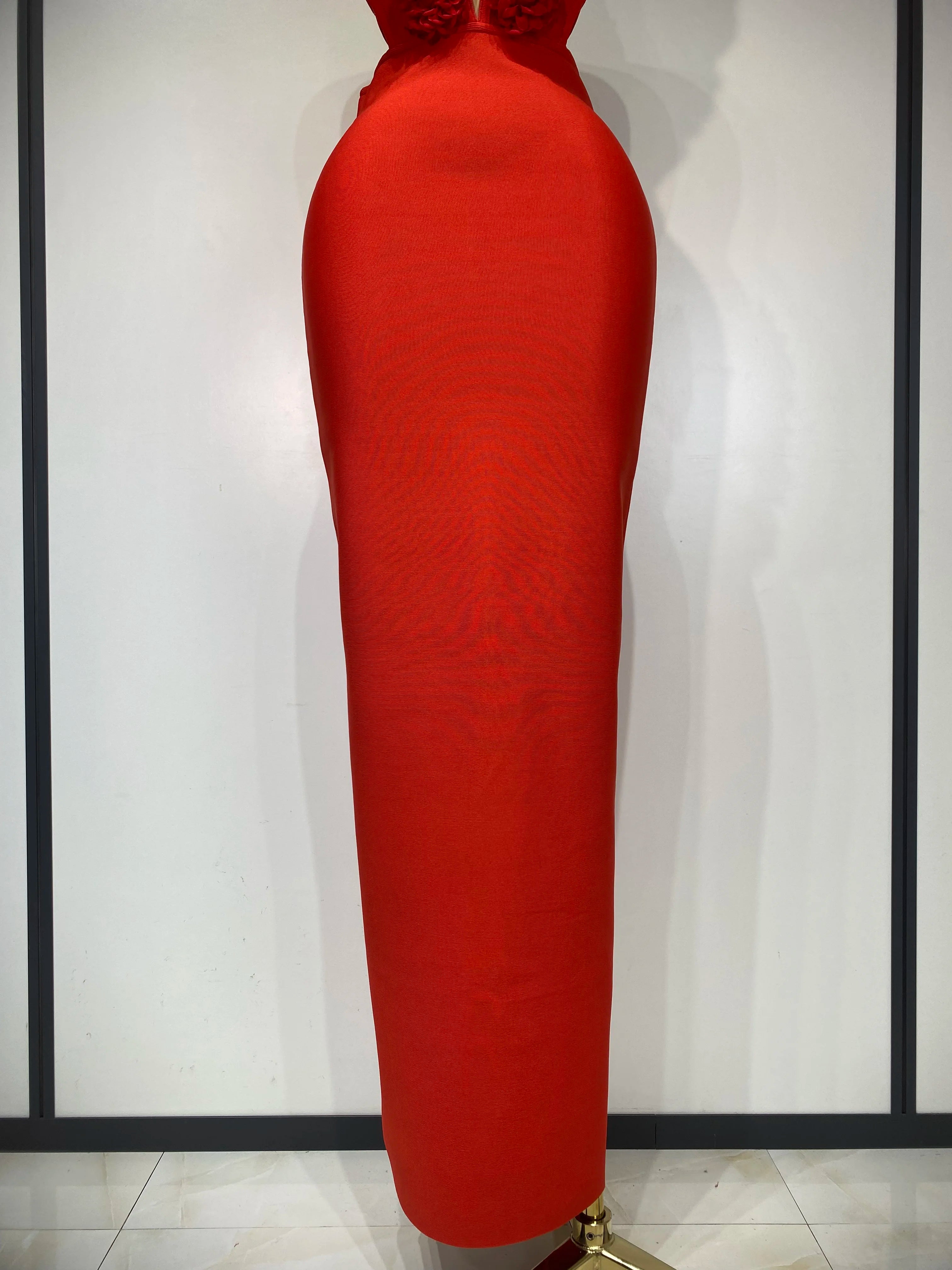 Halter Hollow Out Flowers Bodycon Bandage Luxury Dress