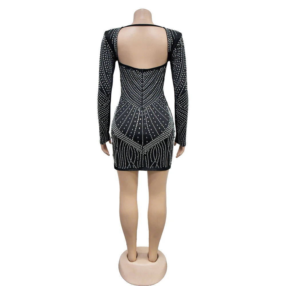 Rhinestone Padded Mini Dress