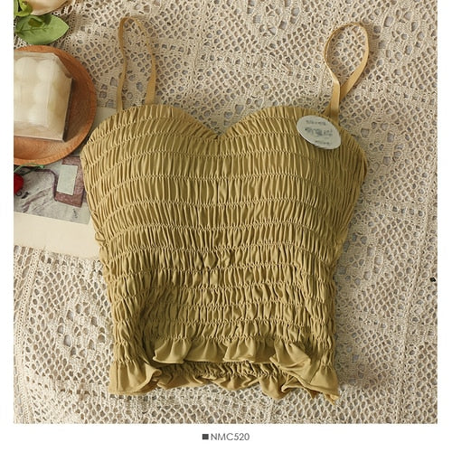 Spaghetti Strap Chic Pleated Tank Top