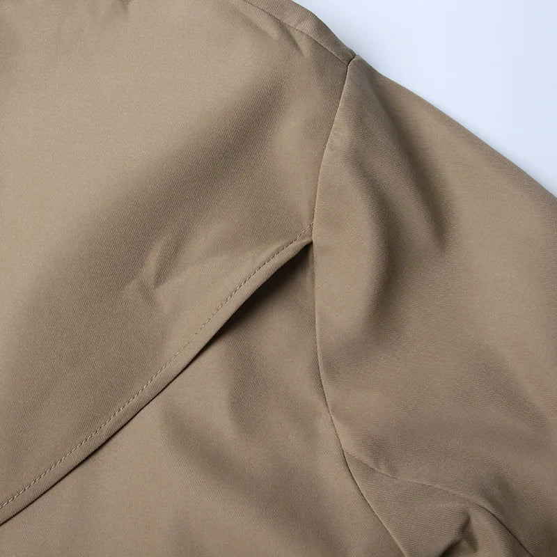 Loose Mesh Stitching Casual High Waist Long Trench Coat