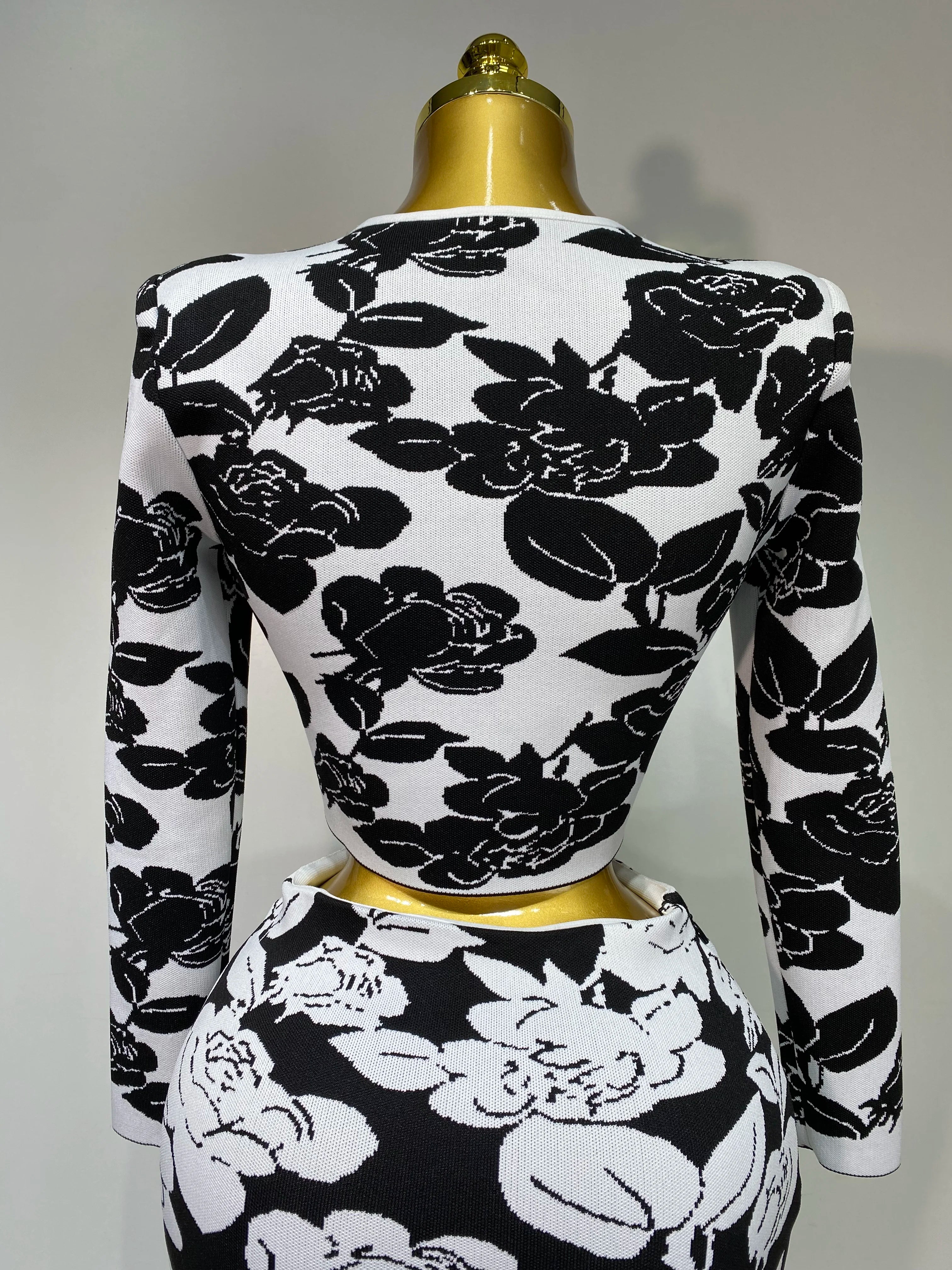 Long Sleeve Jacquard Weave Two Pieces Set