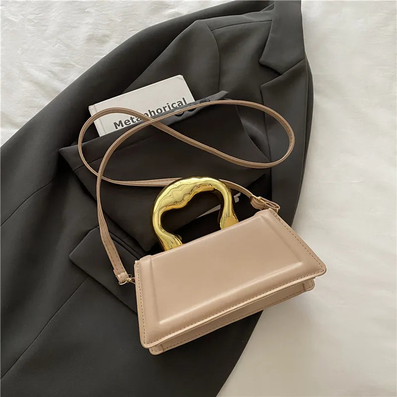 Pu Leather Mini Square Crossbody Tote Handbag