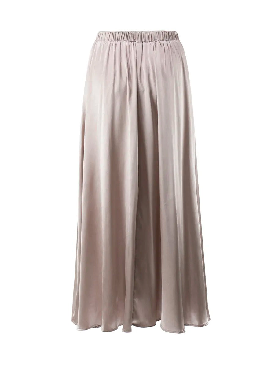 Elegant Satin Loose High Waist Maxi Long Skirts