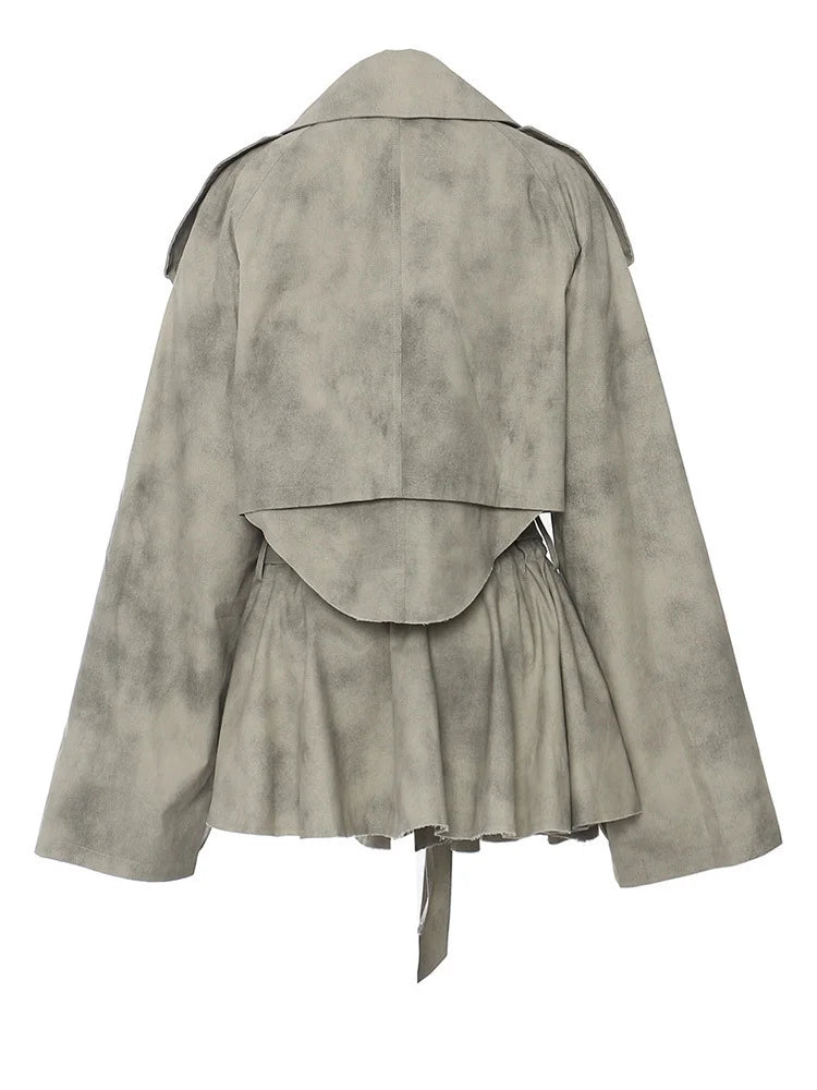 Printed Jacket Drawstring Half-body Skirt Two Pieces Suit
